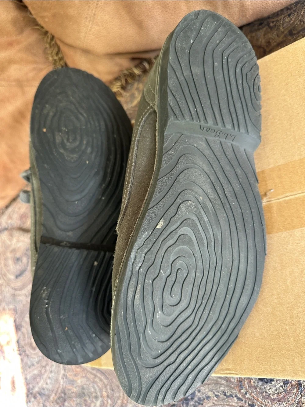 L.L. Bean Olive Suede Chukka Boots with Gray Laces
